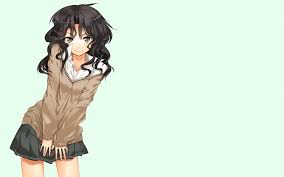 Updated by brianna albert on september 27th, 2020: Female Anime Character With Black Curly Hair And Brown V Neck Sweatshirt And Black Skirt Hd Wallpaper Wallpaper Flare