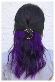 20 Pretty Peekaboo Highlights You Need To See Now Purple Hair Underneath Peekaboo Highlights In 2020 Purple Brown Hair Hair Color Underneath Purple Underneath Hair