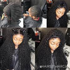 Glue Less Full Sew In With Frontal Look Can Be Achieved With Brazilian Curl Provided By Hairare Weave Hairstyles Braided Hair Styles Curly Hair Styles