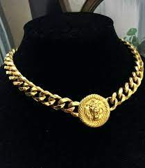 Vtg Anne Klein Lion Head Chain Necklace Designer Gold Tone Choker Collar Rare Anneklein Choker Lion Head Necklace Choker Pendant Choker Pendant Necklace