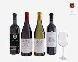Wine Bottle Set 2 3d Model In 2020 Wine Bottle 3d Model Bottle