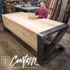 Custom Waterfall Desk Steel Quarter Sawn White Oak Ircustom Com Moveis De Madeira Moveis Estilo Industrial Ideias Para Mobilia