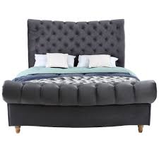 4.8 out of 5 stars with 9 reviews. Aura Grey Upholstered 4ft6 Double Sleigh Bed Frame