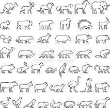 Vector Linear Set Of Silhouettes Of Domestic Farm Forest And Wild Animals Line Icon Hedgehog Cat Dog Cow Animal Outline Animal Icon Wild Animals Drawing
