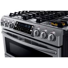 Other than the double oven, you can still enjoy the unique features that you might've liked from its pricier sibling. Samsung Ny58j9850ws 30 In 5 8 Cu Ft Slide In Dual Door Double Oven Dual Fuel Range
