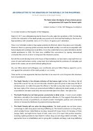 An Open Letter To Senators On The Death Penalty University Of Santo Tomas
