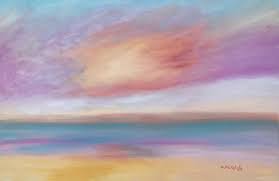Sunset beach card.pastel colors background. Pastel Sunset Painting By Marita Mcveigh