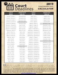 2019 Texas Answer Date Chart Legal Deadline Calculator