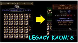 Buying Path Of Exiles Most Expensive Unique Legacy Kaoms Heart 1000 Life 1380 Ex Demi