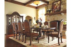 North Shore Rectangular Dining Table With Upholstered Chairs And Buffet China Cabinet Ashley Furniture Dining Dining Room Table Set Dining Room Sets