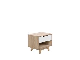 Table bois blanc design chene, pieds en chêne massif , collection scandinave. Table De Chevet Blanche Bois Naturel Spencer Beliani Fr