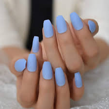 A manicure like this is perfect for the times when you want to stand out from the crowd. Amazon Com Baby Blue Coffin Press On Nails Medium Long False Nail Tips 20 Pcs Full Cover Fake Nails Beauty