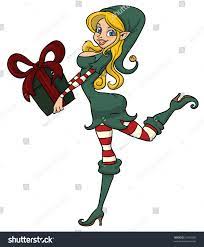 Sexy Christmas Elf Holding Present Stock Vector (Royalty Free) 21692980 |  Shutterstock
