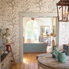 Brunschwig Fils Bird And Thistle Wallpaper Jeannette Whitson Garden Variety Design Dining Room Wallpaper Wallpaper Living Room Beige Wallpaper