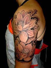 Shoulder Tattoo Of Lotus Hawaiian Flower Tattoos Tribal Flower Tattoos White Flower Tattoos