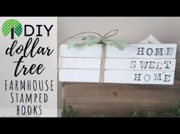 Diy Dollar Tree Farmhouse Vintage Hand Stamped Books Youtube Diy Book Book Stamp Dollar Tree Diy Crafts