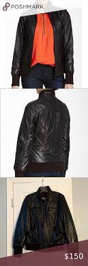 Marc New York Black Leather Bomber Puffer Jacket Marc New York Leather Bomber Black Leather