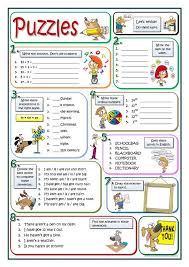 Basic Puzzles English Esl Worksheets For Distance Learning And Physical Classrooms In 2020 English Teaching Materials Learn English Teaching English