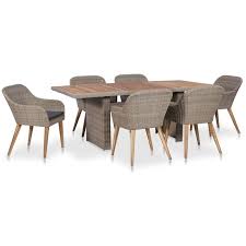 Bietet ihnen ein weiches sofa und einen tisch für gemeinsame mahlzeiten im kreise der familie. 7 Tlg Garten Essgruppe Mit Kissen Poly Rattan