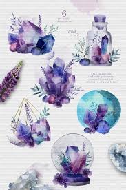 Crystalline Watercolor Collection Crystals Art Drawing Crystal Drawing Crystal Illustration