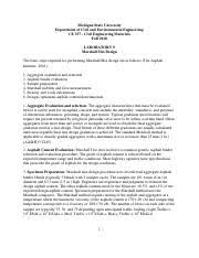 Lab 1 concrete proportioning, mixing, and testing supplemental lab manual objectives concepts background experimental procedure report bailey tool for gradation control in superpave mix design 48 th annual idaho asphalt conference the bailey method will evaluate individual s. Lab 9 Marshall Mix Design Pdf Michigan State University Department Of Civil And Environmental Engineering Ce 337 Civil Engineering Materials Fall Course Hero