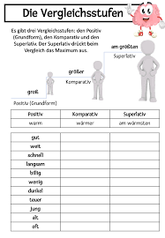 Die Vergleichsstufen Arbeitsblatt Positiv Komparativ Superlativ Adjektive Steigern Unterrichtsmaterial Im Fach Deutsch In 2020 Adjektive Steigern Komparativ Und Superlativ Adjektive