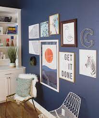The trends pertaining to small office interior designs in 2021 in india are changing the perspective of the typical work environment. Abstract Gallery Wall In Dreamy Home Office Office Gallery Wall Office Wall Decor Home Office Wall Decor