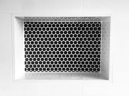 Eclat Building Co On Instagram Always Great Working With Clients Who Have An Eye For Detail Loving The Matte Blac Shower Niche Tile Shower Niche Penny Tile