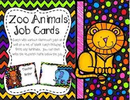 zoo animals job chart cards