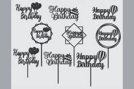 Download Happy Birthday Cake Topper Bundle Graphic By Meshaarts Creative Fabrica SVG Cut Files