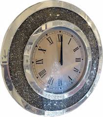 Round mirrored wall clock quantity. Diamante Round Mirrored Wall Clock Comfortzone Home Furnishers