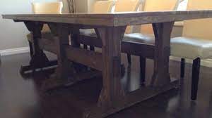 This dining room table is built in white with a walnut base. Dining Table Plans Ana White