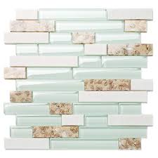 The tiles give the kitchen a slightly earthy feel, yet this rustic backsplash is made of copper slate stone and olympia marble and runs from countertop to ceiling. Tst Aqua Marine Glass White Stone Tile Seashell Mother Of Pearl Inlay Beach Style House Accent Wall Backsplash Art Decor Mosaic Tile Tstmgt085 11 Square Feet Buy Online In Papua New Guinea