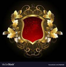 Red Gold Shield With A Golden Oak Branch On A Black Background Download A Free Preview Or High Quality Adobe Illustrator A Branch Vector Red Shield Royal Logo