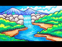 Gambar pemandangan desa yang mudah di gambar. Cara Menggambar Pemandangan Air Terjun Yang Mudah Gambar Pemandangan Yang Simpel Youtube