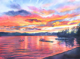 Maybe you would like to learn more about one of these? Leslie Lambert Redhead Fine Art Watercolor Of Sunset Over Loon Lake 365 Seconds Of Painting