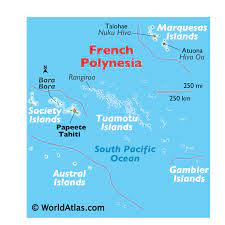 The picturesque island has a volcanic origin and has a mountainous terrain, and is surrounded by coral reefs. French Polynesia Maps Facts World Atlas