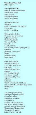 Maya Angelou Wrote The Poem When Great Trees Fall When James Baldwin Died And Read The Poem At His Funeral Maya Angelou Poems Funeral Poems Poems