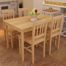 Natural Wood Wooden Dining Table With 4 Chairs Natural Lovdock Com Wooden Dining Set Wooden Dining Tables Kitchen Dining Sets