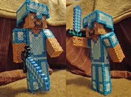 3d Minecraft Perler Diamond Armor Steve By Pikaperler Minecraft Perler Perler Minecraft Crafts