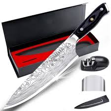 Couteau De Cuisine Mosfiata 8 Couteau De Chef Professionnel Avec Protege Doigts Et Affuteur De Couteaux Acier Inoxydable Allemand Achat Vente Couteau De Cuisine Mosfiata 8 Kitchen Knife P Cdiscount