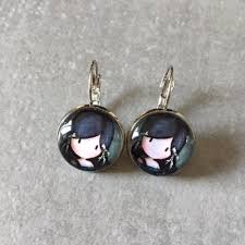 Petite Fille Boucles D Oreilles Dormeuses Enfants Argent Cabochon Verre 16mm Un Grand Marche