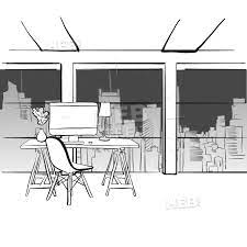 Office Concept With Creative Desk Hebstreits Sketches Creative Desks Drawing Interior Interior Sketch