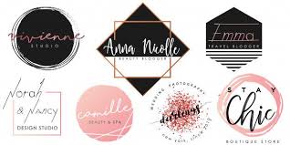 Feminine Logo Set In Black Pink And Gold Logo Set Pink Logo Design Feminine Logo