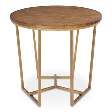 Denison Round Wood And Metal End Table Metal End Tables Wood End Tables End Tables
