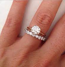 I Love This Combination Of Rings Plain Yellow Gold Solitaire Diamond Engagement Ring And Diamond Eternity Band Diamond Wedding Rings Wedding Rings Engagement
