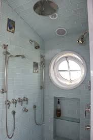 A Deluge Of Shower Heads From The Standard Wall Mounted Head To A Rain Head To Body Sprays Window In Shower Traditional Bathroom Traditional Bathroom Designs