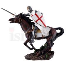 Freie kommerzielle nutzung keine namensnennung bilder in höchster qualität. Templer Ritter Auf Pferd Im Galopp Mit Weissen Umhang Und Schwert 27cm