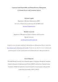 Pdf Corporate Social Responsibility And Human Resource Management A Systematic Review And Conceptual Analysis
