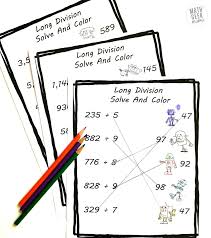 free long division practice for grade 4 cute robot theme
